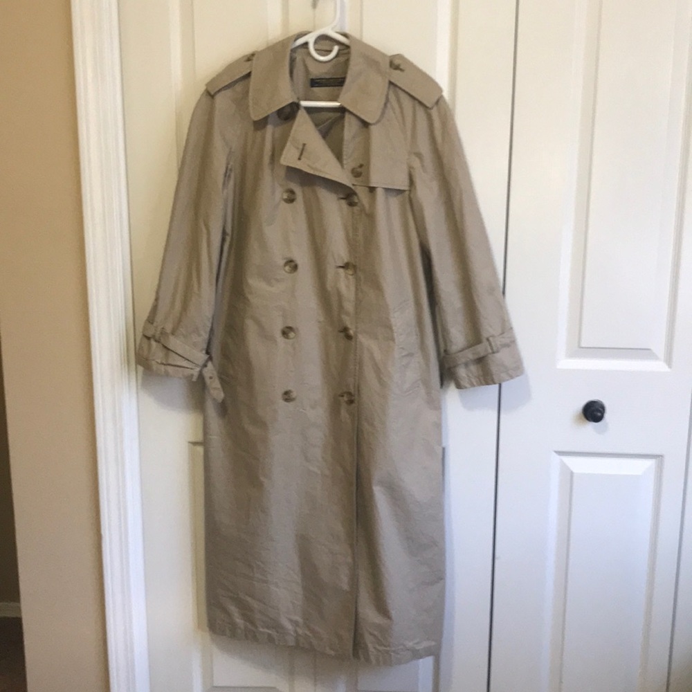 Brooks Brothers trench coat.